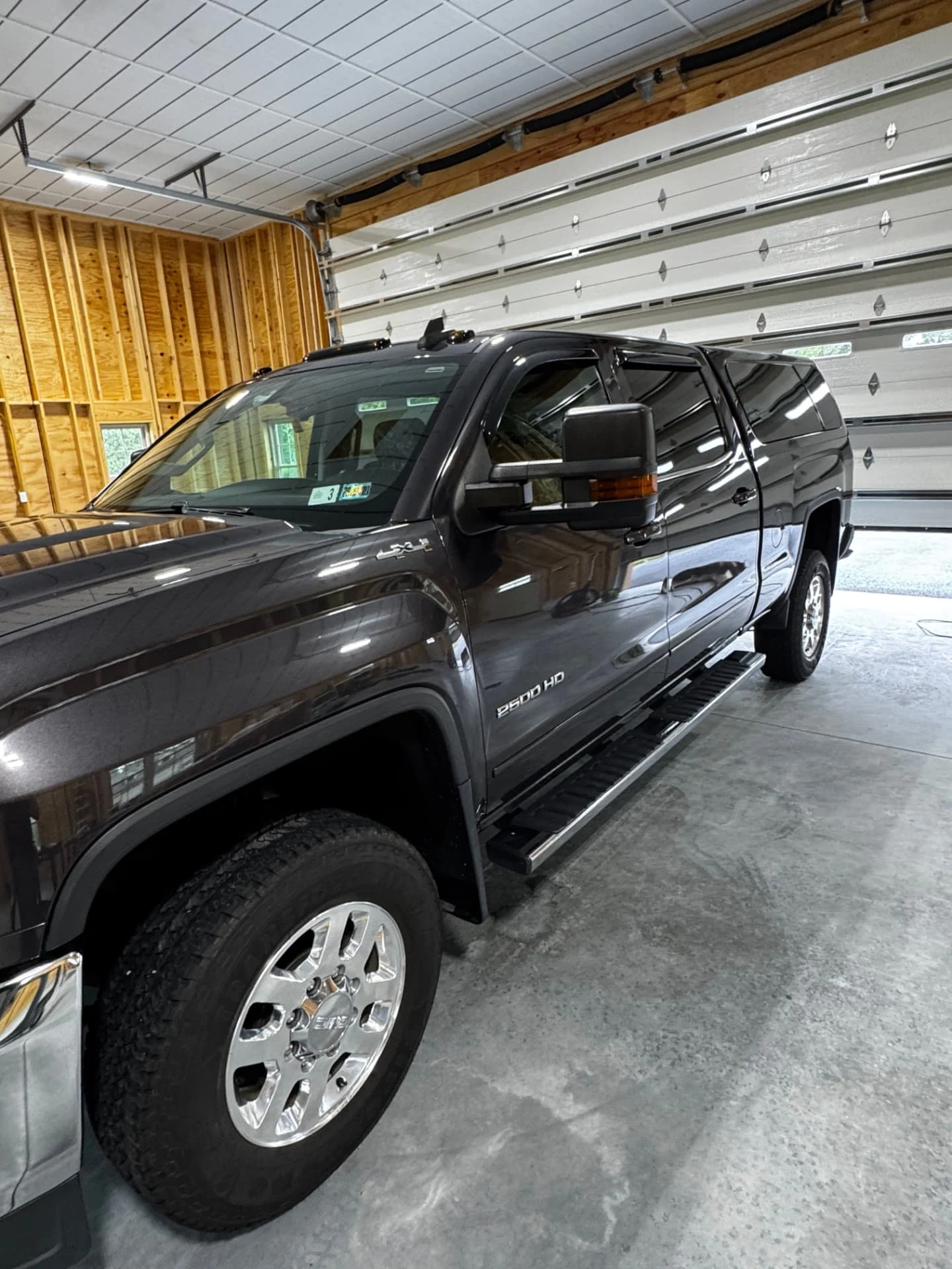 Reflections on the corrected and coated gray truck